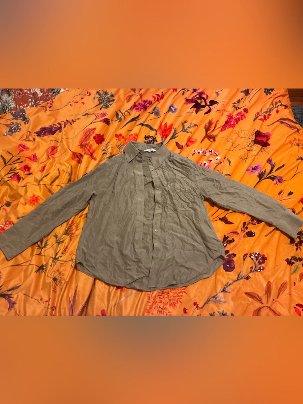& Other Stories Olive Silk Button-Up